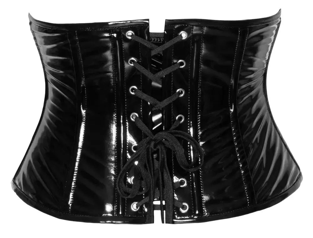 „Black Level“ liemens korsetas „Waist Cincher XL“, blizgus vinilas su užtrauktuku priekyje