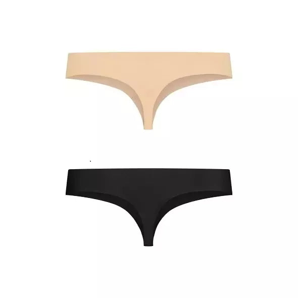 Bye Bra Invisible Thong Set Nude & Black M – besiūlių kelnaičių-stringų rinkinys