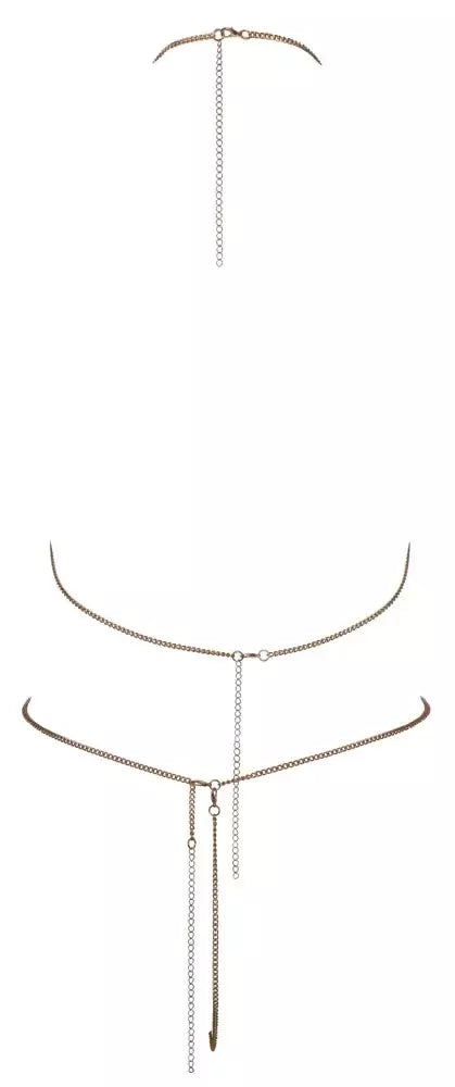 Cottelli Accessories grandinėlių liemenėlės ir stygų rinkinys, auksinis, reguliuojamas, metalinis