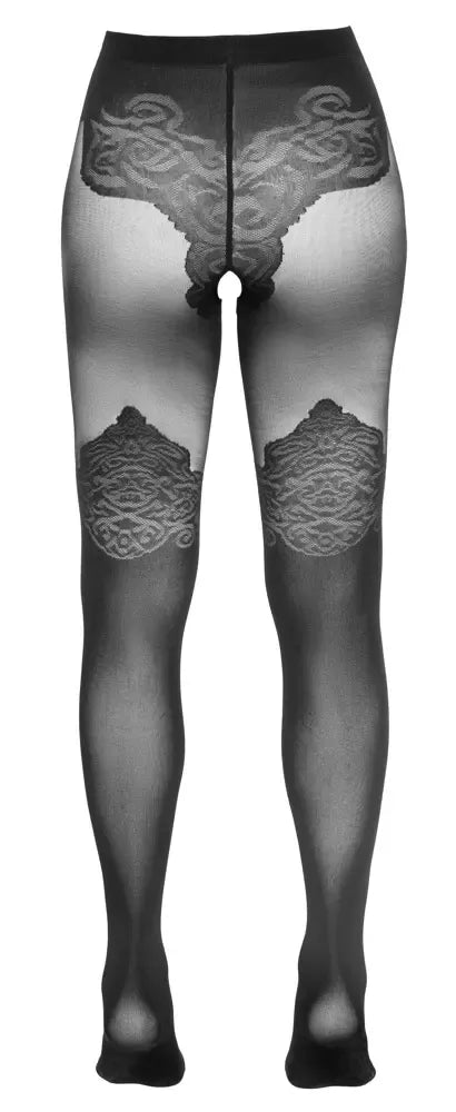 Cottelli LEGWEAR juodos pėdkelnės virš kelių su atvira detale 40/20 denų