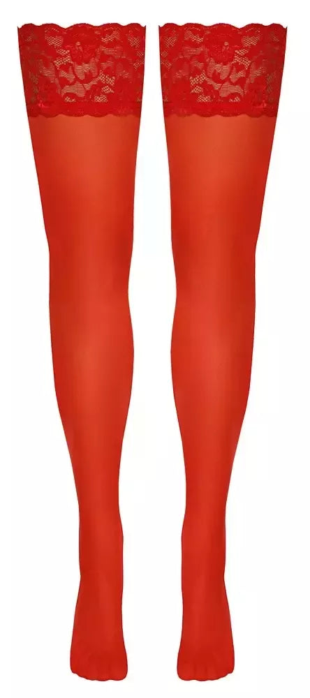 Cottelli LEGWEAR raudonos kojinės su nėriniuotu viršumi, 20 den, M/L dydis