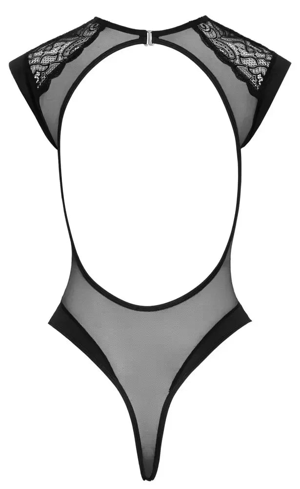 Cottelli LINGERIE Body Rhinestones Black L/XL – Elegantiškas nėriniuotas bodis