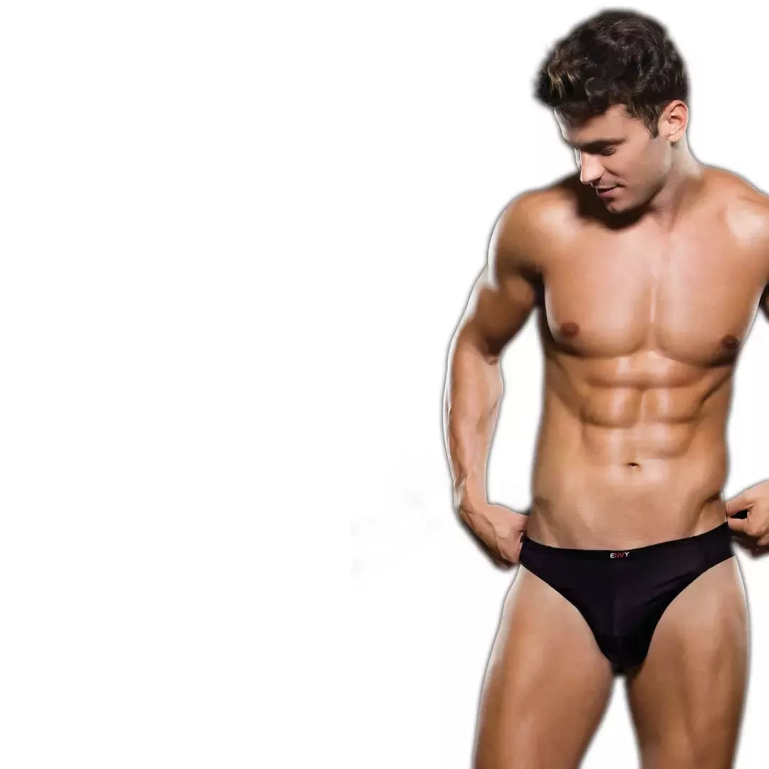 Envy Microfiber Thong Black L/XL – minkštas, kvėpuojantis apatinis trikotažas