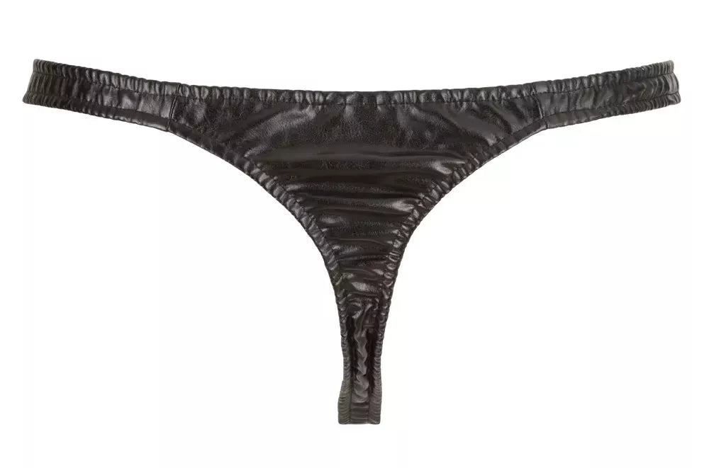 Impulse Leather Men’s String 2XL – blizgančios dirbtinės odos kelnaitės