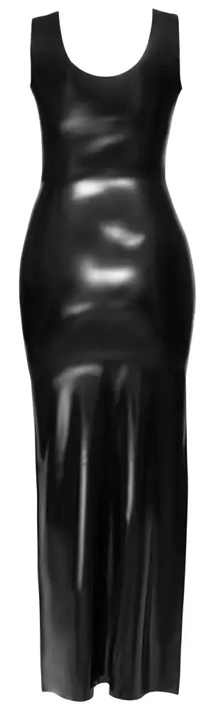 LateX ilga juoda maxi latekso suknelė su siauromis petnešėlėmis, L dydis