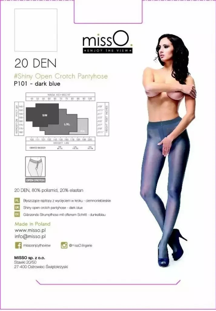 MissO P101 atviro klyno pėdkelnės Shiny Dark Blue S/M