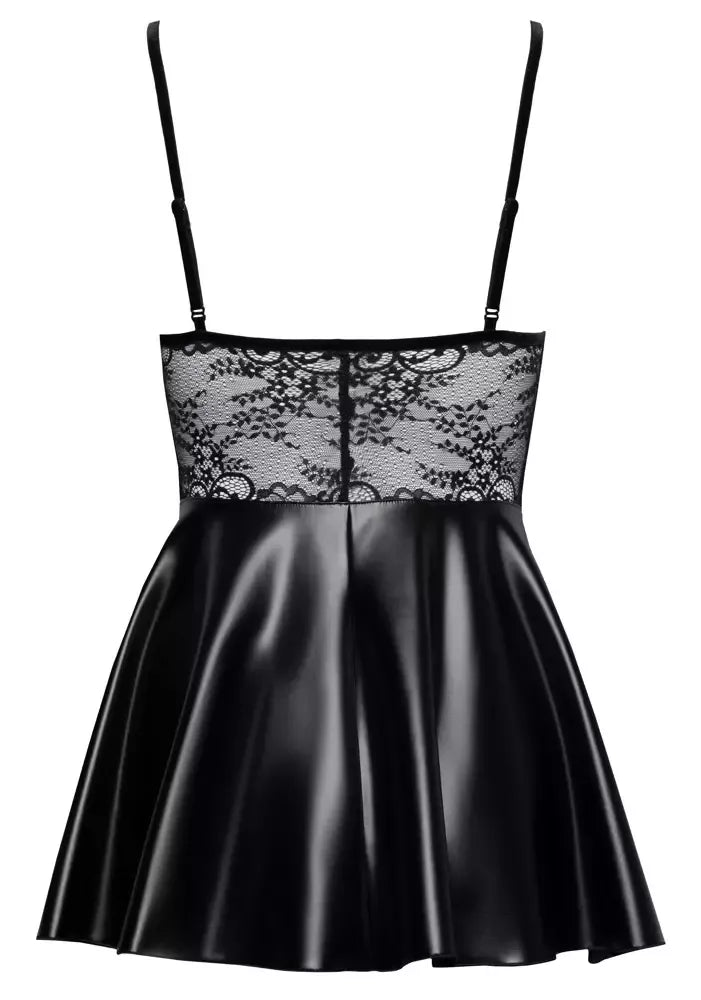Noir Handmade Dress Lace S – trumpa „wet look“ ir nėriniuota suknelė, S dydis
