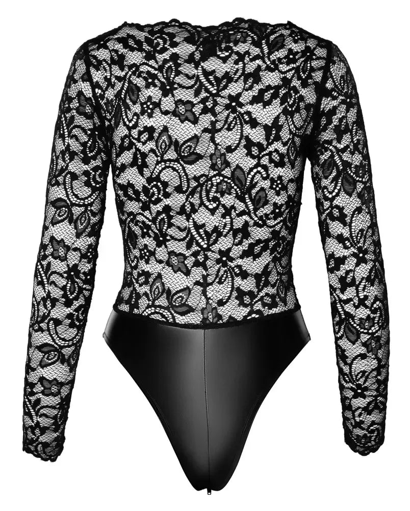 Noir Handmade nėrinių ir drėgno efekto ilgarankovis bodis XL