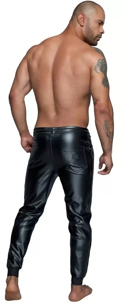 „Noir Powerwetlook“ vyriškos timpos (treggings) L dydis – juodos, elastingos, su raišteliais