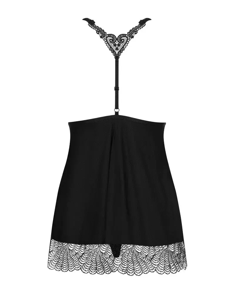 Obsessive Chiccanta Babydoll L/XL juoda – nėriniuota nugara, lengvas Multistretch audinys