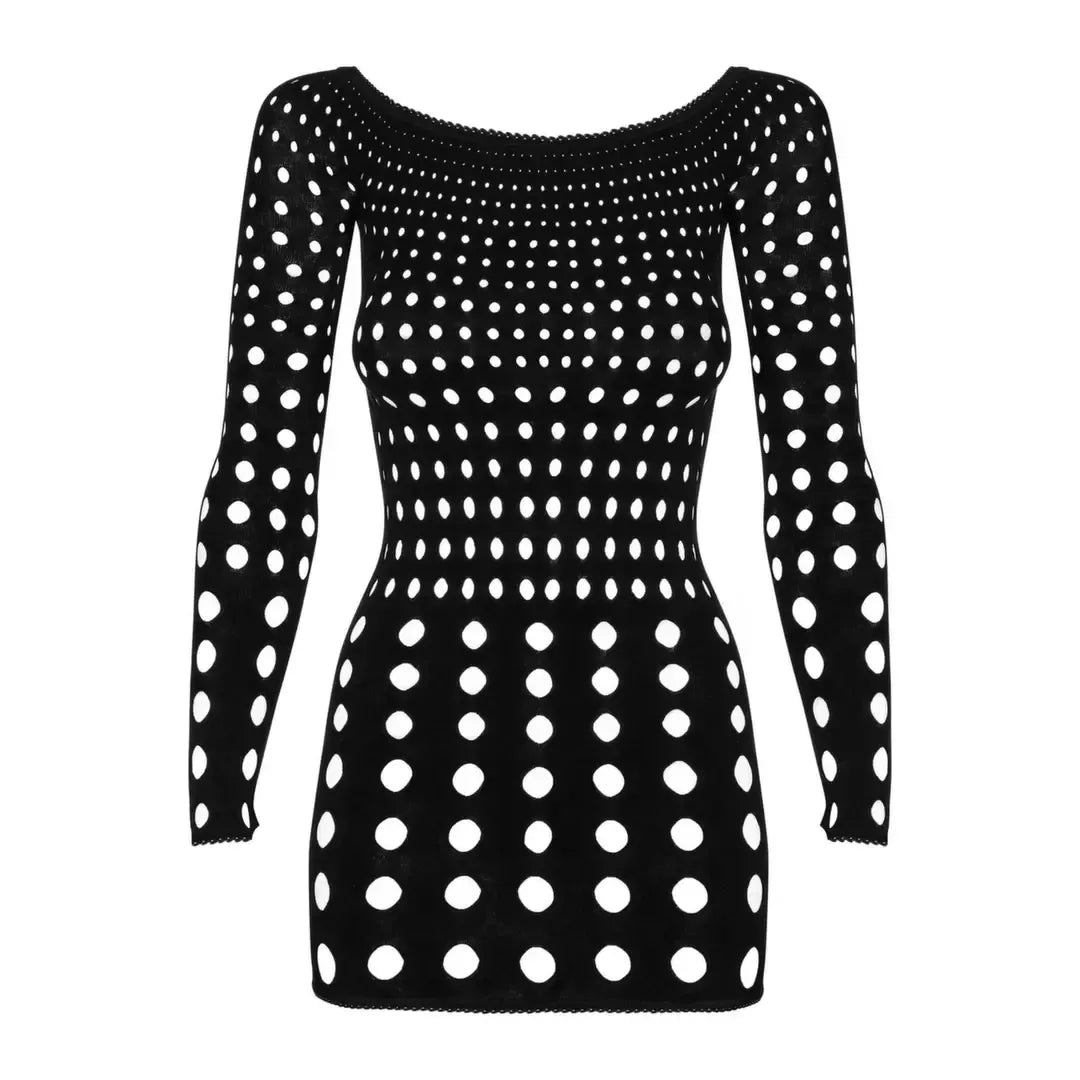 Obsessive Rocker tinklelio suknelė, juoda, S/M/L - atviri pečiai, ilgos rankovės
