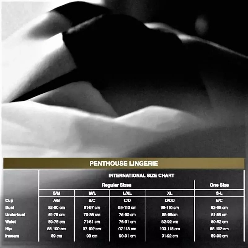 Penthouse All The Way Teddy Black XL - Elegantiškas bodis su gėlių raštu