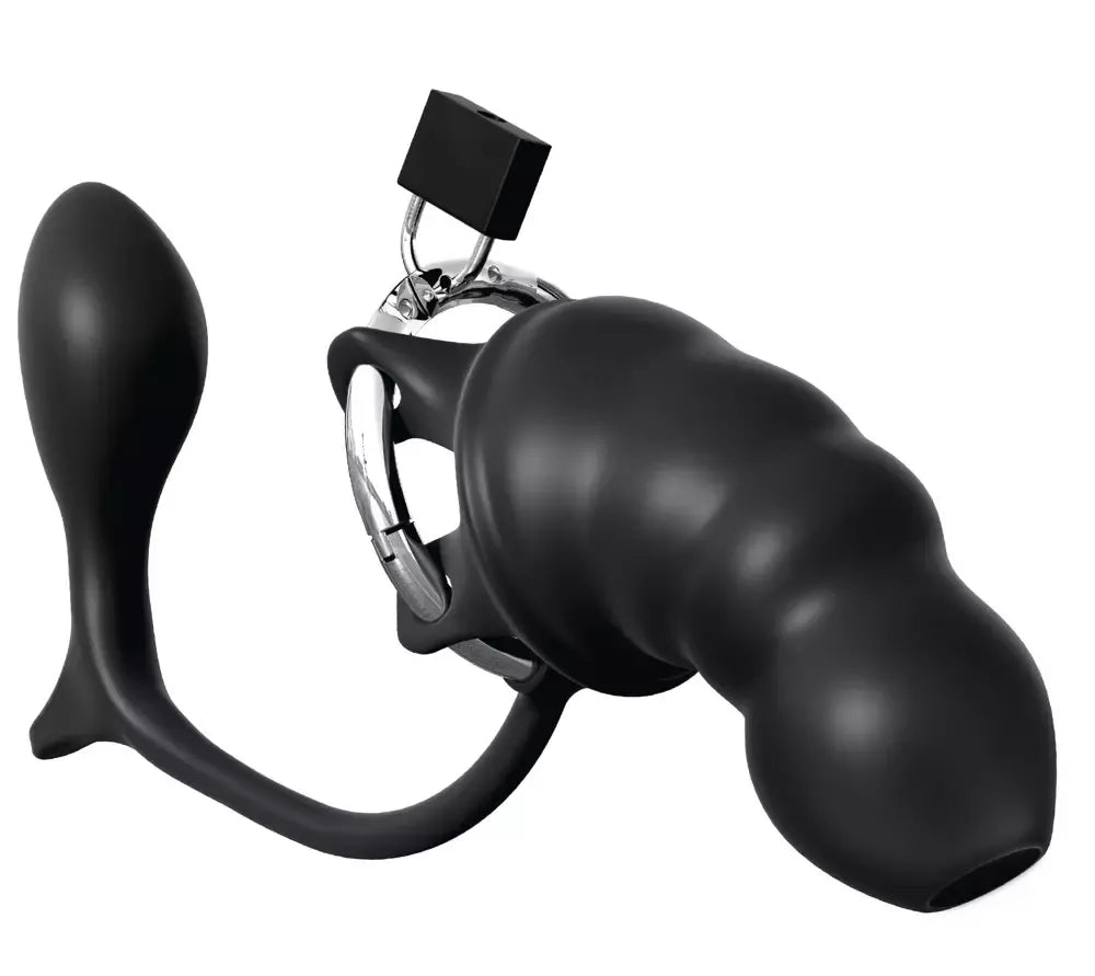 Advanced Fetish Essentials silikoninė ir plieninė intymių suvaržymų sistema, 12,7 cm