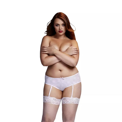 Baci Rose Boyshort Briefs baltos spalvos, XL dydžio, su nuimamais laikikliais