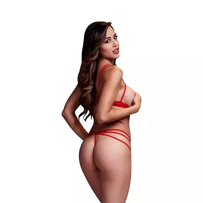 Baci Strappy Set raudonos spalvos vieno dydžio – taškuoto apatinio trikotažo komplektas