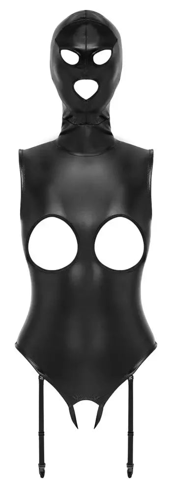 Bad Kitty Body & Mask M – juodas veganiškos odos diržų komplektas