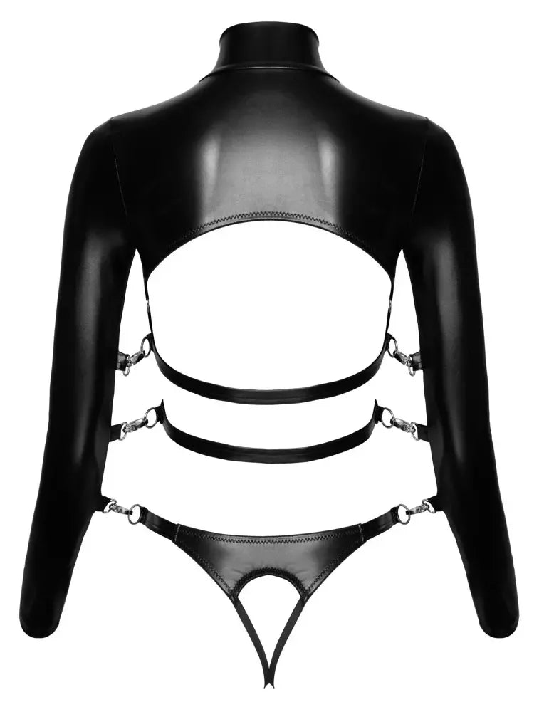 Bad Kitty Bondage Body XL – Reguliuojamas dirbtinės odos vientisas kostiumas