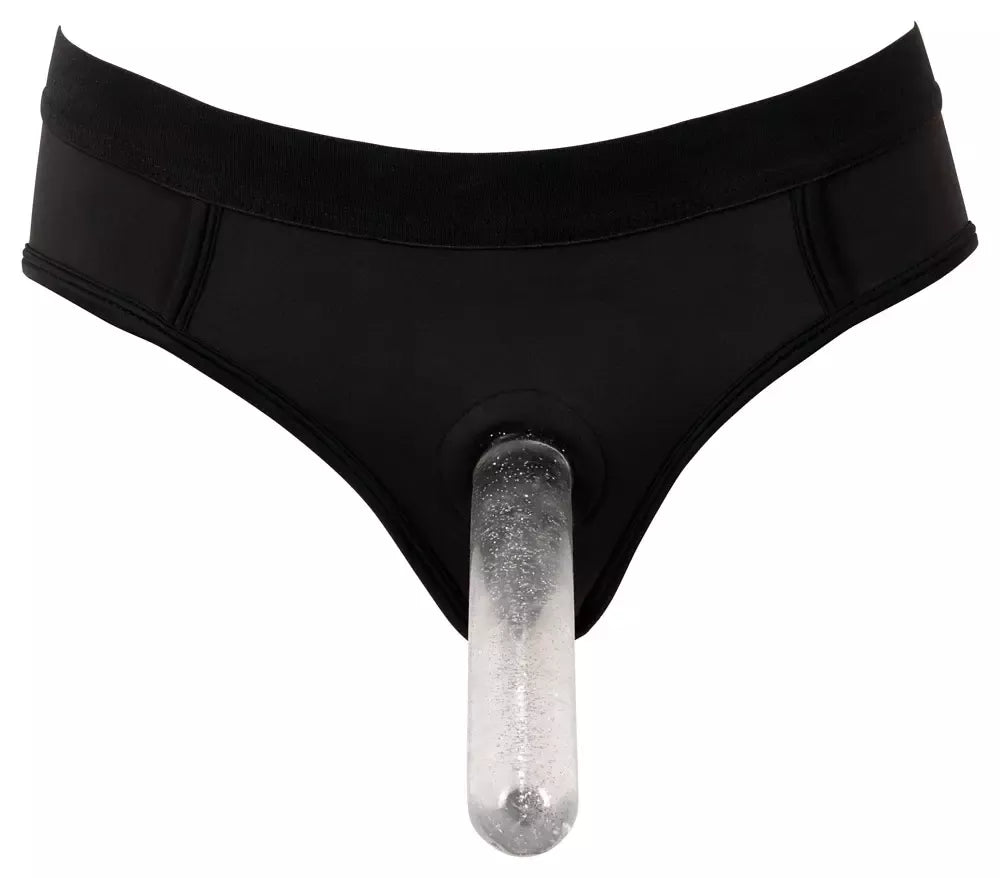 Bad Kitty Strap-On kelnaitės XL su reguliuojamu žiedu, juodas mikropluoštas