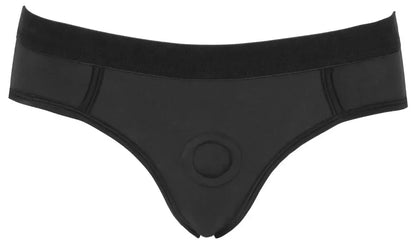 Bad Kitty Strap-On Panties L juodos mikropluošto reguliuojamos kelnaitės su diržu