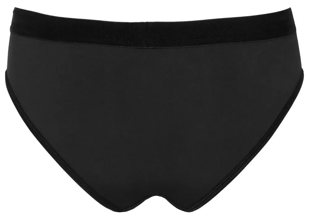 Bad Kitty Strap-On Panties L juodos mikropluošto reguliuojamos kelnaitės su diržu