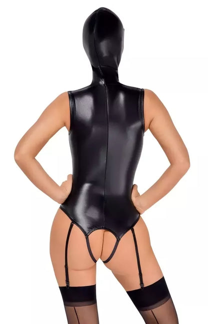 Bad Kitty veganiškos odos bodis ir reguliuojama kaukė 2XL, juoda
