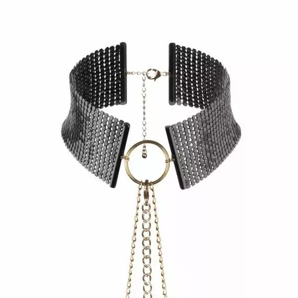 Bijoux Indiscrets Desir Metallique Black reguliuojamas tinklinis vėrinys ir grandinėlė