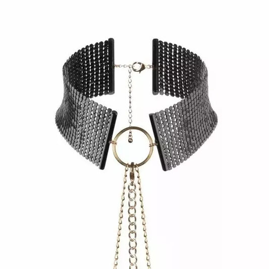 Bijoux Indiscrets Desir Metallique Black reguliuojamas tinklinis vėrinys ir grandinėlė