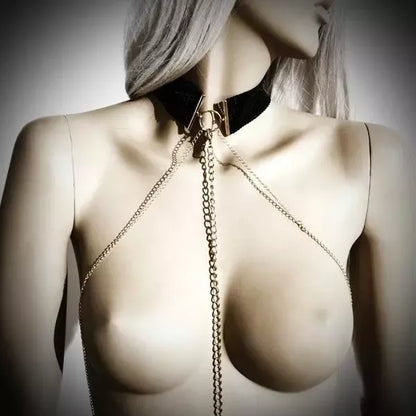 Bijoux Indiscrets Desir Metallique Black reguliuojamas tinklinis vėrinys ir grandinėlė