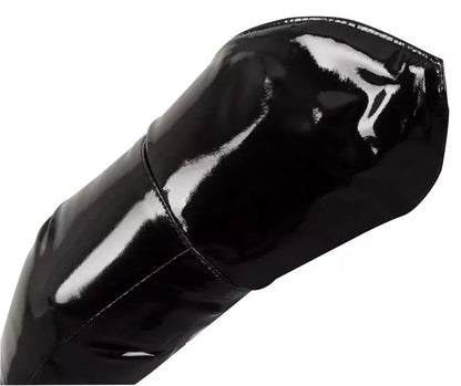 Black Level ilgos vinilinės pirštinės, juodos, M dydis – blizgi apdaila, ilgis iki pečių