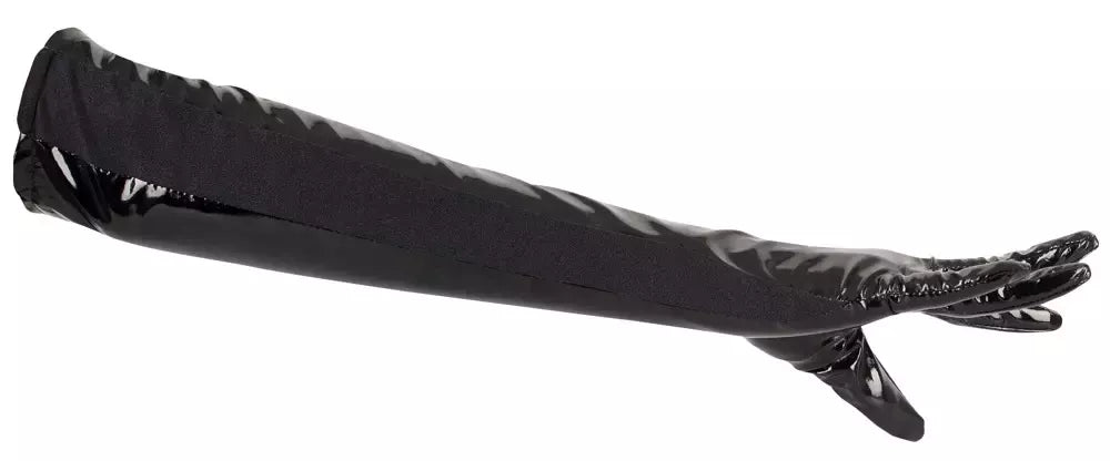Black Level ilgos vinilinės pirštinės XL, blizgi juoda apdaila