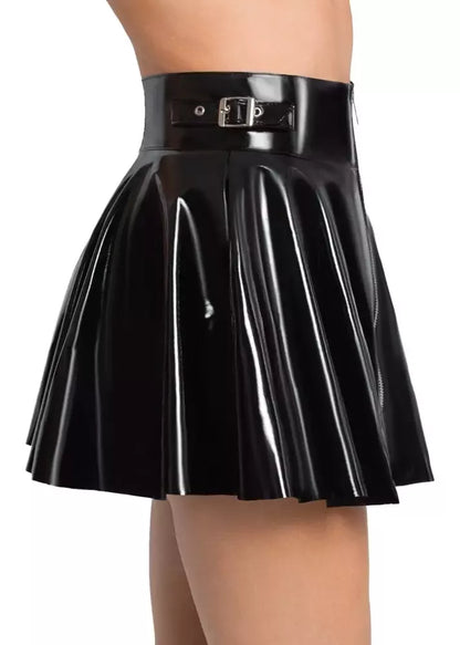Black Level mini vinylo sijonas S - platėjantis dizainas, šoninės sagtys