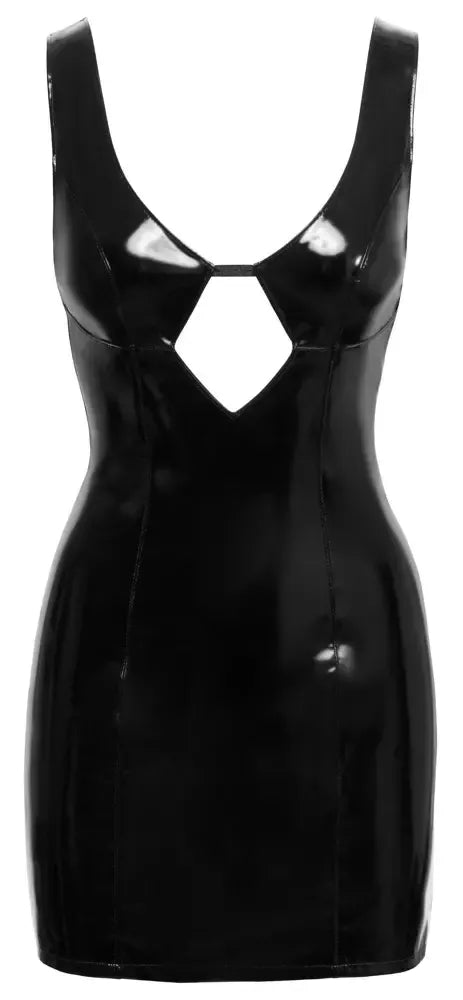 Black Level vinilinė suknelė, juoda, S dydis – be rankovių su gilia iškirpte