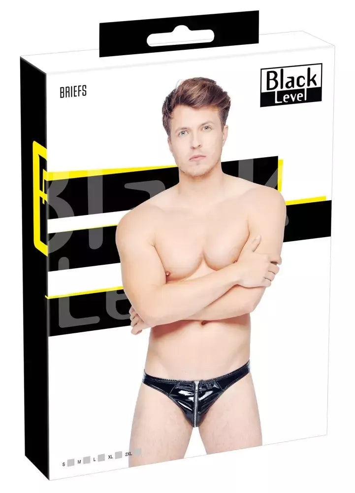 Black Level vinilinės kelnaitės XL – blizgūs 4-krypčių tamprumo juodi apatiniai