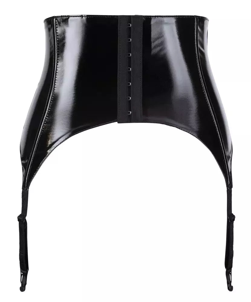 Black Level vinilinis diržas kojinėms S dydis - reguliuojamas platus modelis, juodos spalvos