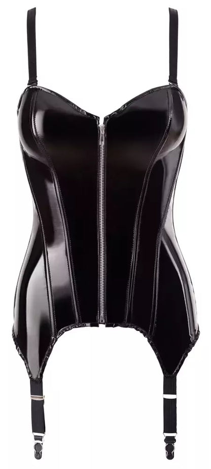 Black Level Vinyl Basque S – Blizgantis reguliuojamas korsetas, juodas