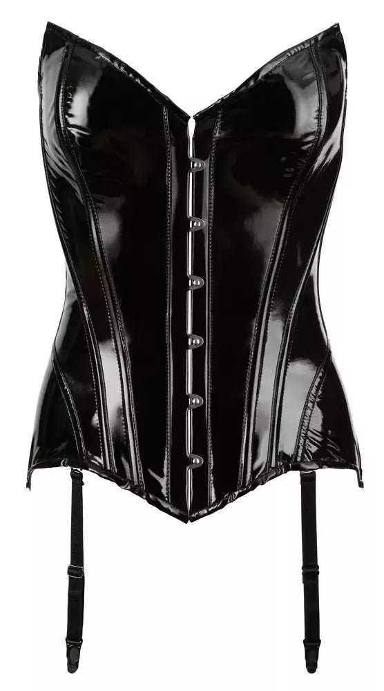 Black Level Vinyl Corset L - blizgus juodas formuojantis korsetas moterims