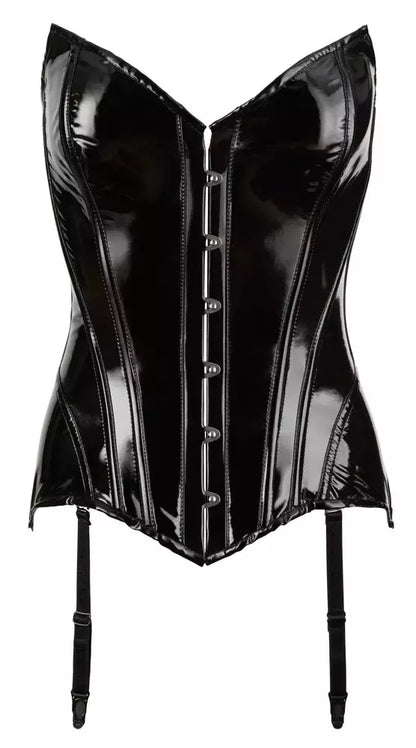 Black Level Vinyl Corset L - blizgus juodas formuojantis korsetas moterims