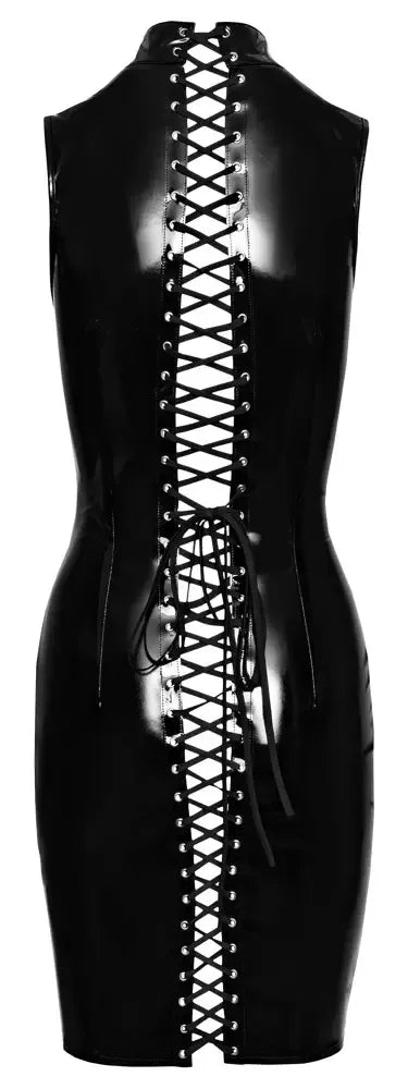Black Level Vinyl Dress XL su reguliuojamais raišteliais nugarinėje dalyje, blizgi