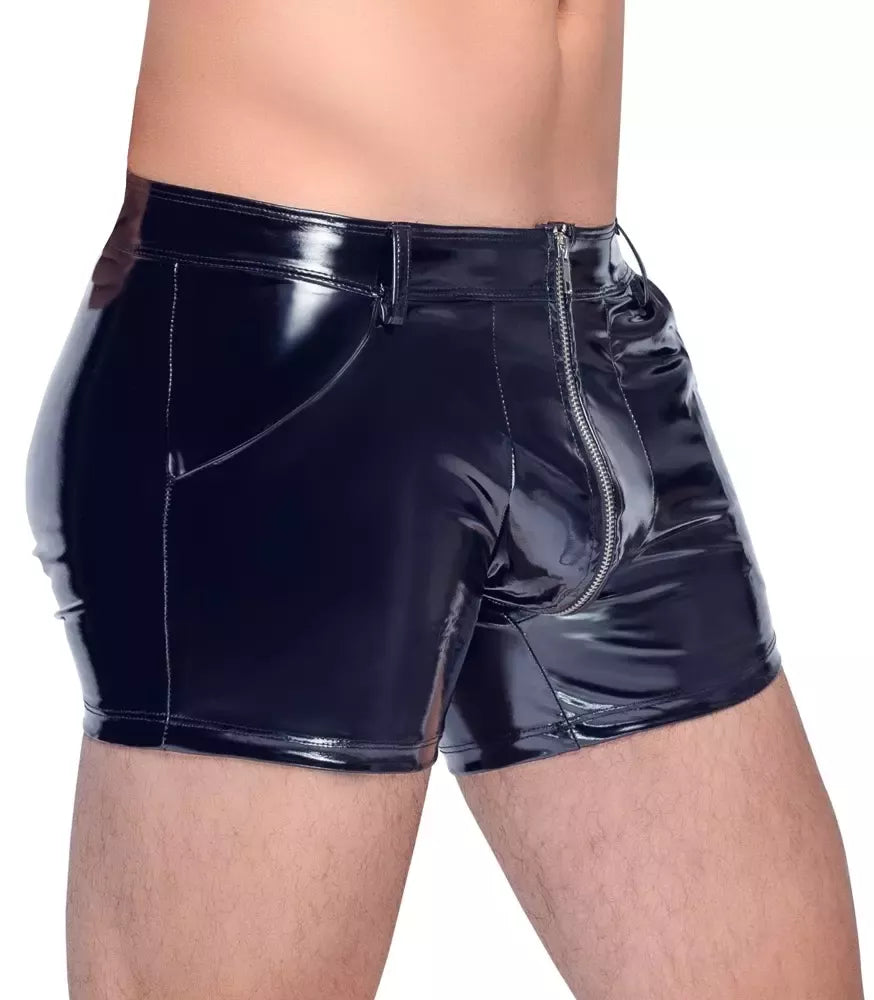 Black Level Vinyl Pants XL – blizgios tamprios kelnės su užtrauktuku priekyje