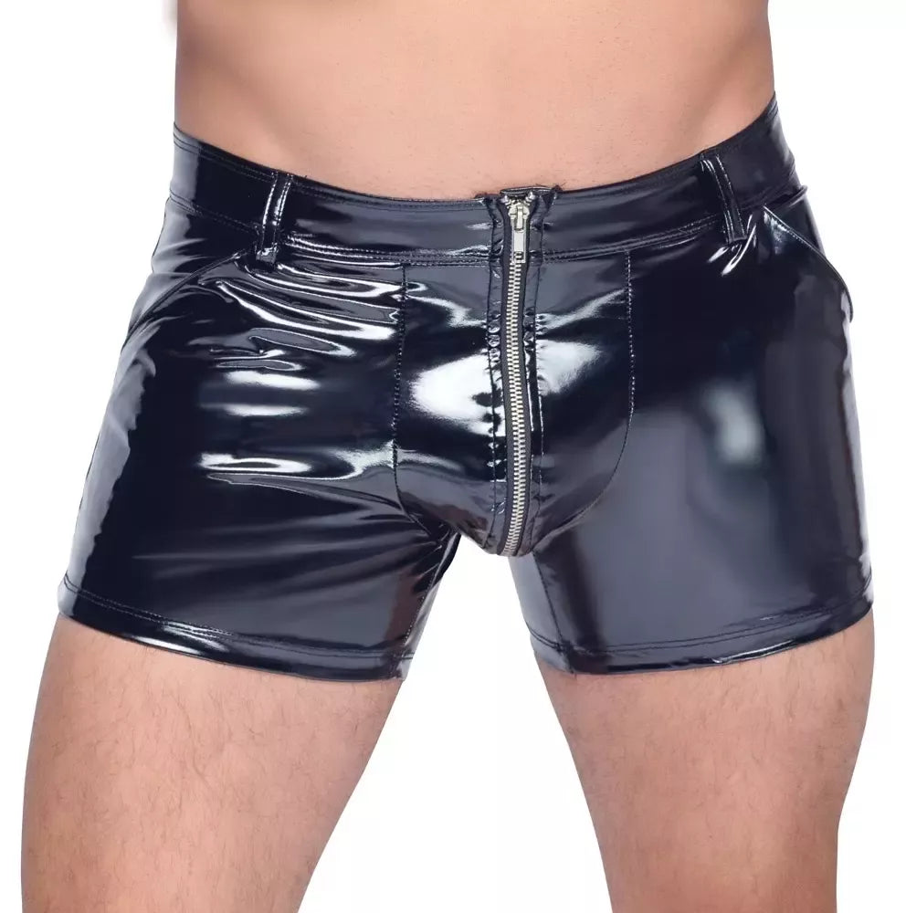 Black Level Vinyl Pants XL – blizgios tamprios kelnės su užtrauktuku priekyje