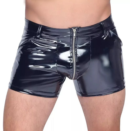 Black Level Vinyl Pants XL – blizgios tamprios kelnės su užtrauktuku priekyje