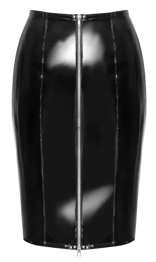 Black Level Vinyl Skirt XL juodas - dvipusis užtrauktukas, iki kelių, blizgi apdaila