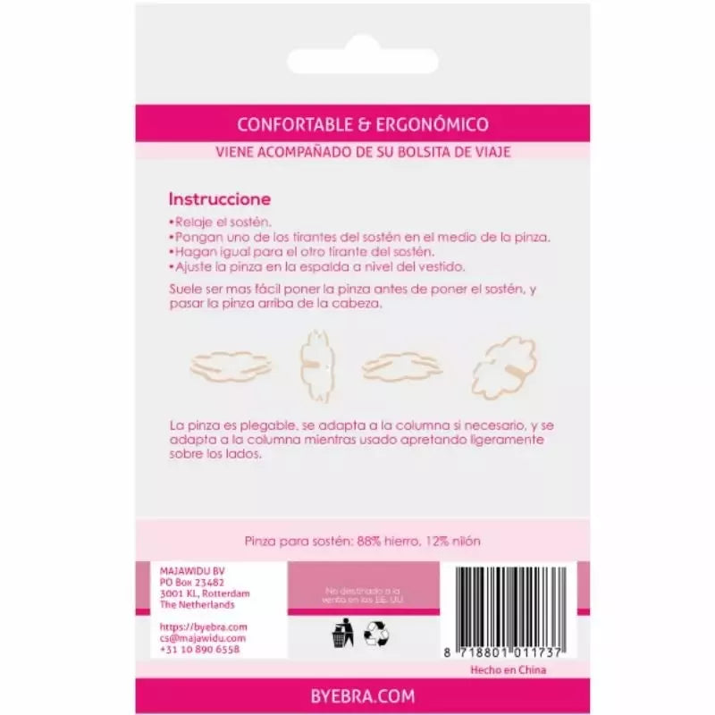 Bye Bra ergonomiški sulankstomi liemenėlės petnešėlių segtukai, 4 vnt. rinkinys su kelioniniu krepšeliu
