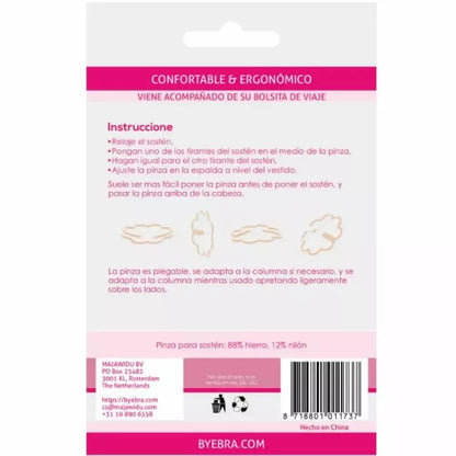 Bye Bra ergonomiški sulankstomi liemenėlės petnešėlių segtukai, 4 vnt. rinkinys su kelioniniu krepšeliu
