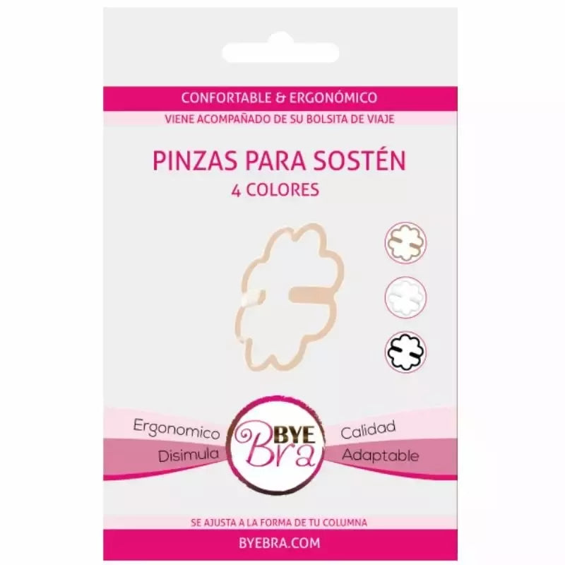 Bye Bra ergonomiški sulankstomi liemenėlės petnešėlių segtukai, 4 vnt. rinkinys su kelioniniu krepšeliu