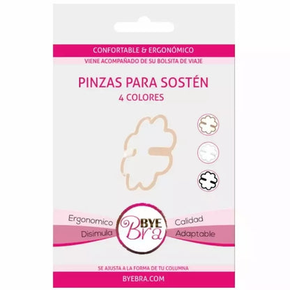 Bye Bra ergonomiški sulankstomi liemenėlės petnešėlių segtukai, 4 vnt. rinkinys su kelioniniu krepšeliu