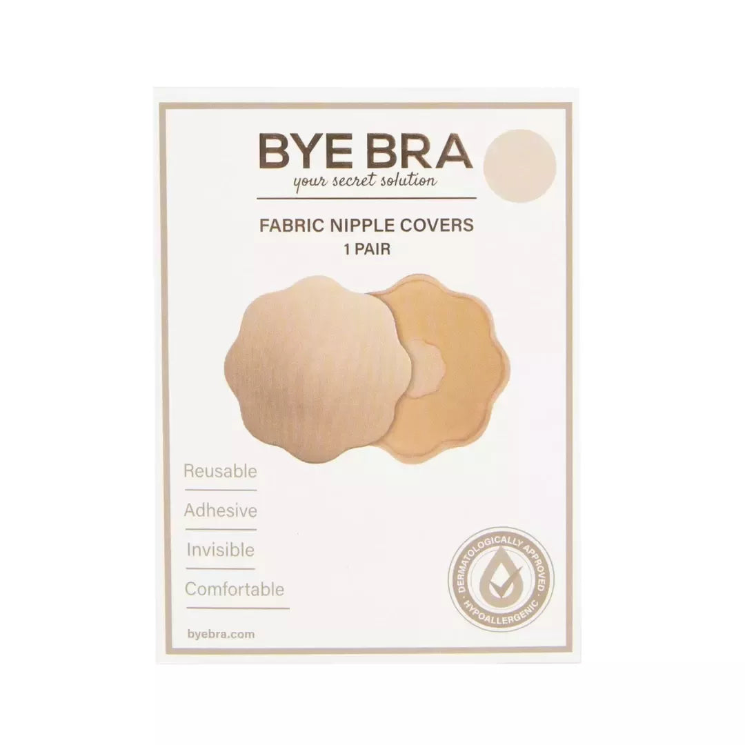 Bye Bra Fabric Nipple Covers Nude – diskretiški gėlės formos spenelių lipdukai, 1 pora