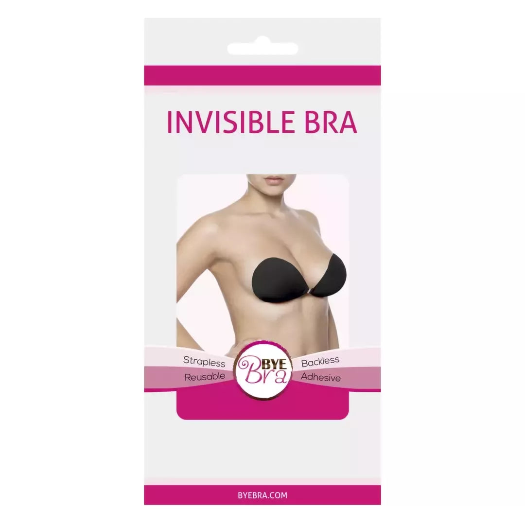 Bye Bra Invisible Adhesive Bra, A dydžio, juoda – daugkartinio naudojimo, odą primenanti apdaila