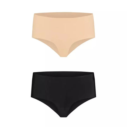Bye Bra Invisible High Brief 2 dalių rinkinys, medvilninis įsiuvas, kūno spalvos ir juoda, XXL