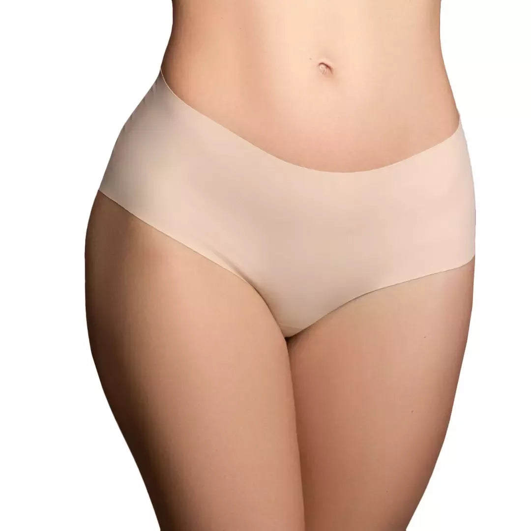 Bye Bra Invisible High Brief 2 porų komplektas kūno ir juodos spalvos L dydis besiūlis komfortas